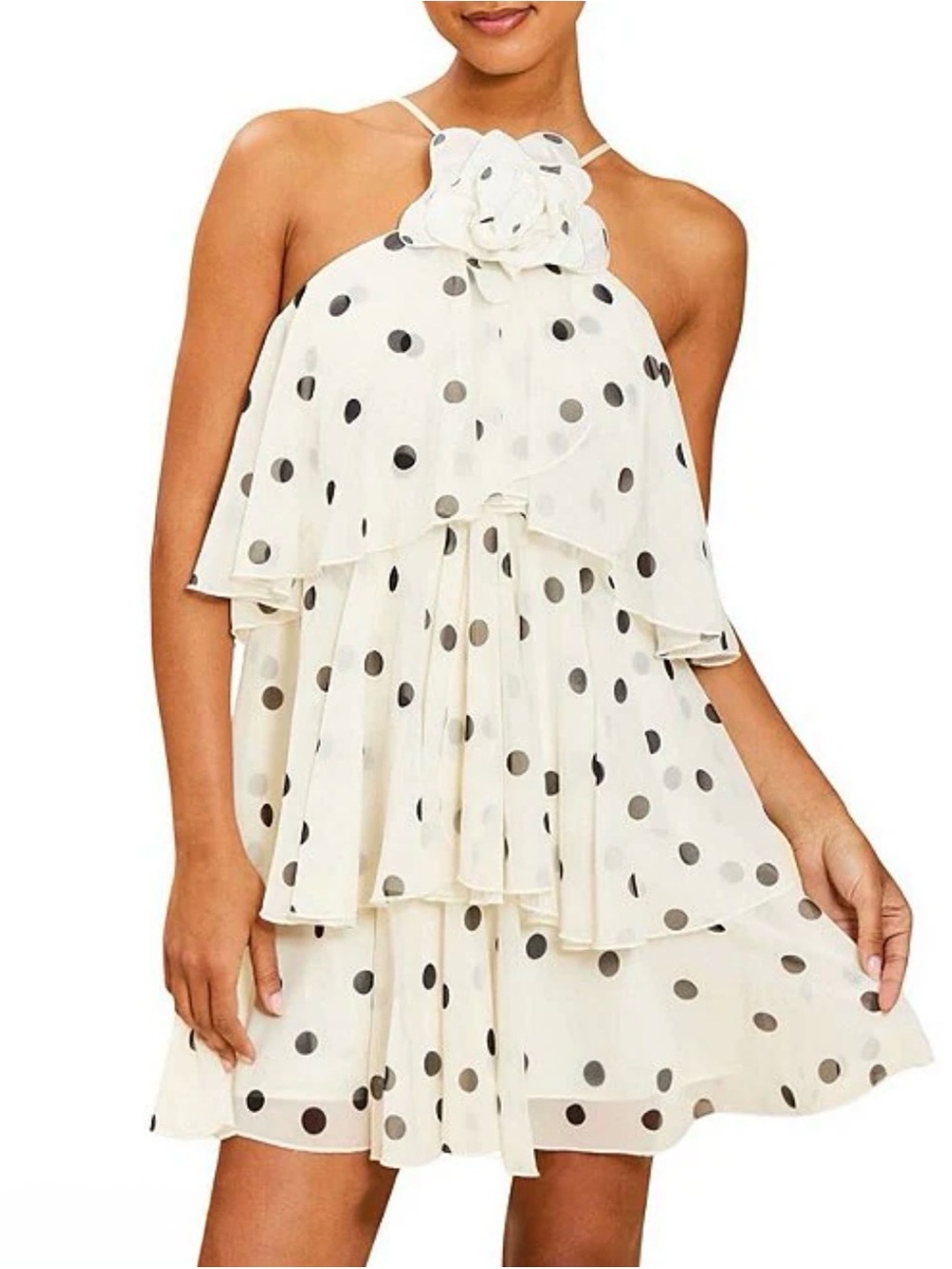 Mestiza New York Keepsake Chiffon Dot Ruffle Mini Dress Size XS NWT